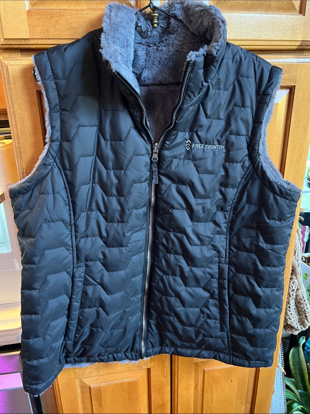 Free Country Black Fleece Reversible Vest Size x-Large